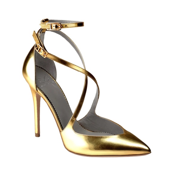 MONIKA CHIANG CAROLLA MIRRORED GOLD LEATHER PUMPS - Picture 2 of 7